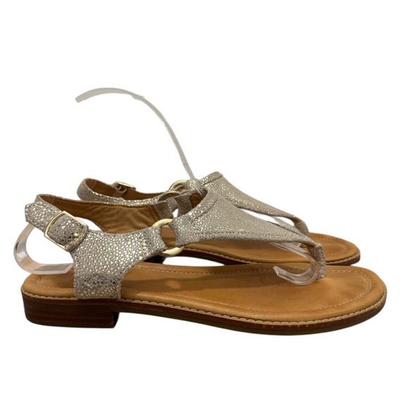 Sperry Abbey Sparkle Platinum Leather Buckle Sandals 8 - Picture 2 of 7